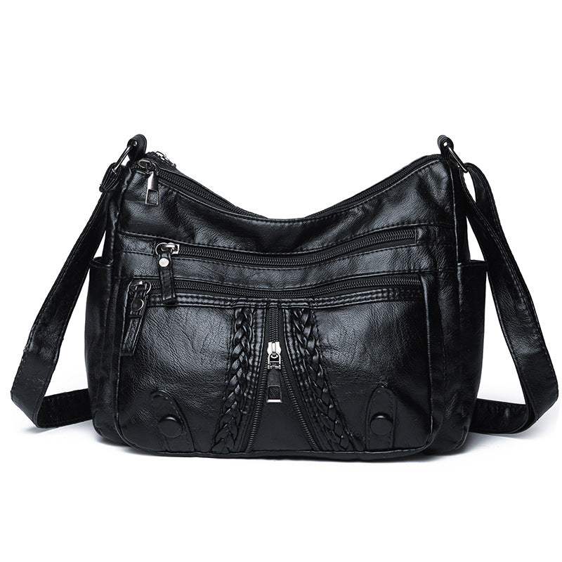 New Large Capacity Multi-compartment Washed Leather Bag