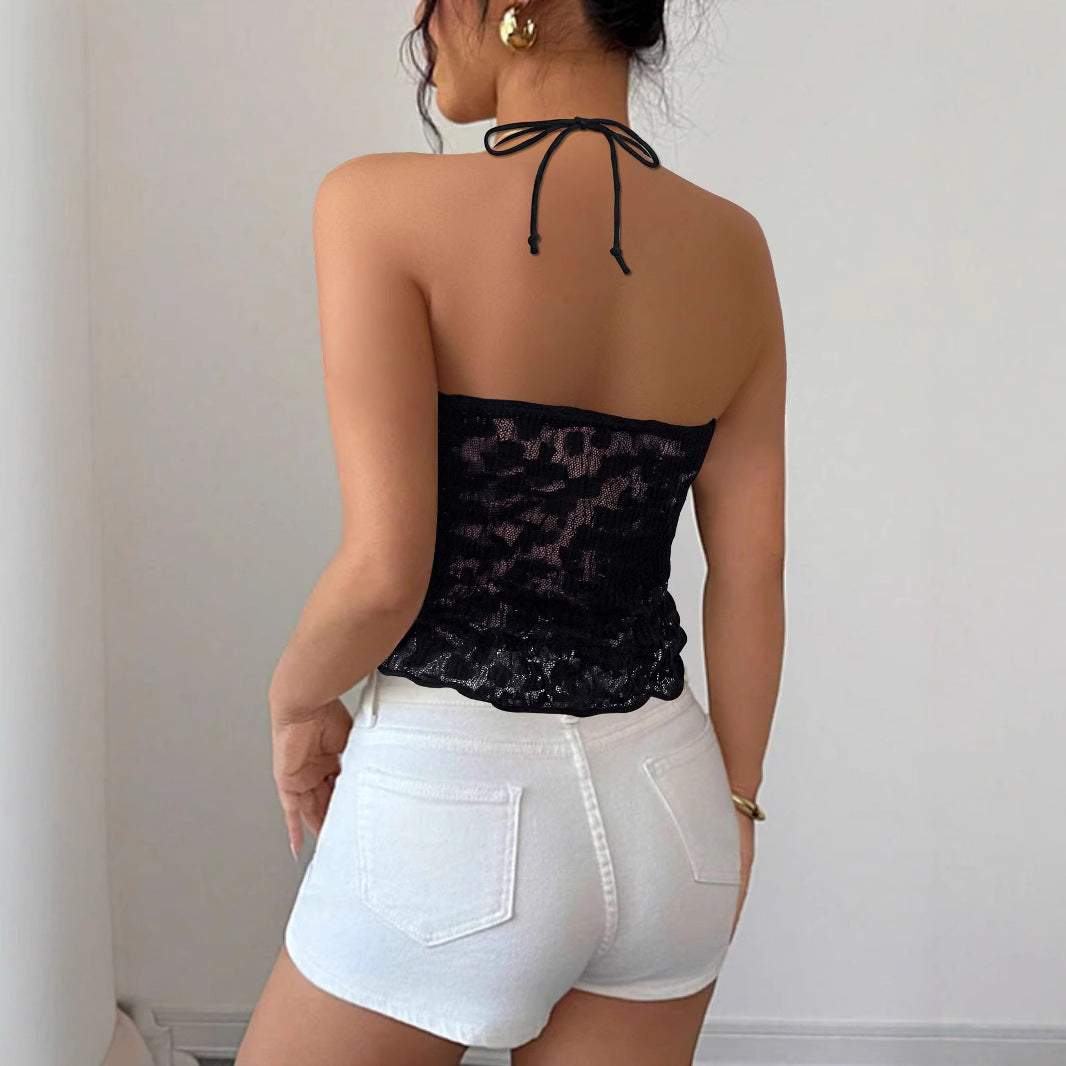 V-neck Sleeveless Lace Top For Women