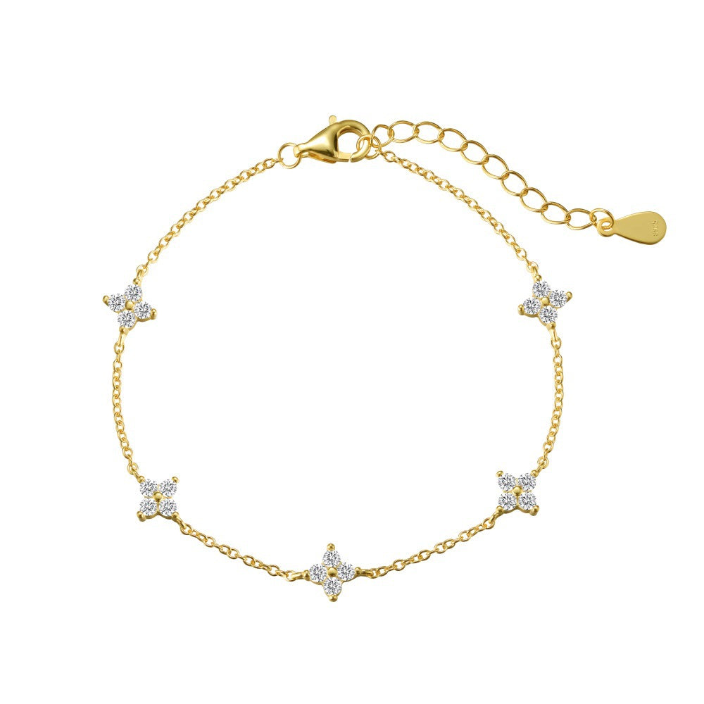 S925 Sterling Silver Necklace Bracelet Female Starry Design Zircon