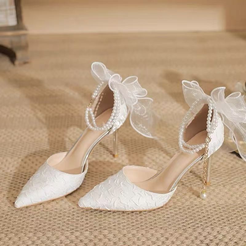 Back Bow Platform Pointed-toe Stiletto Sandals