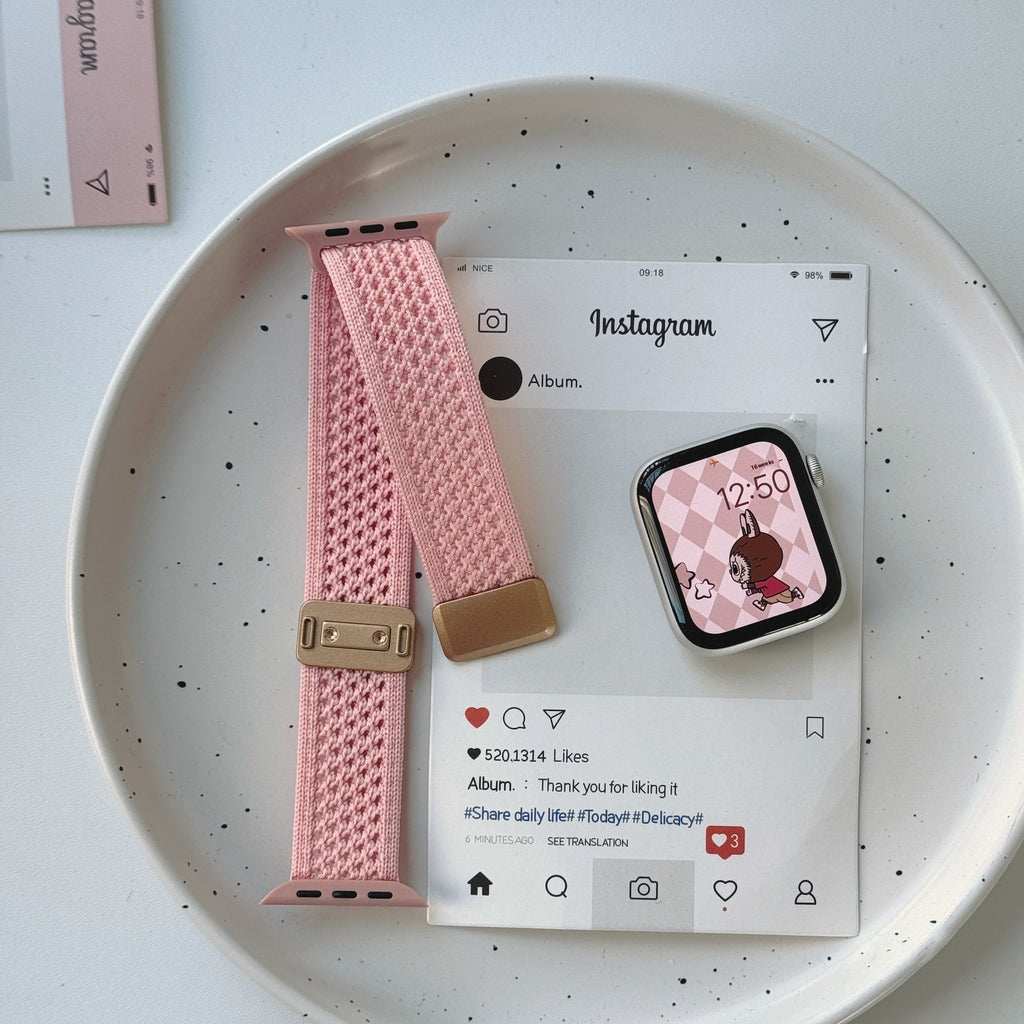 Upgraded Double Loop Knitted Nylon Magnetic Buckle Strap