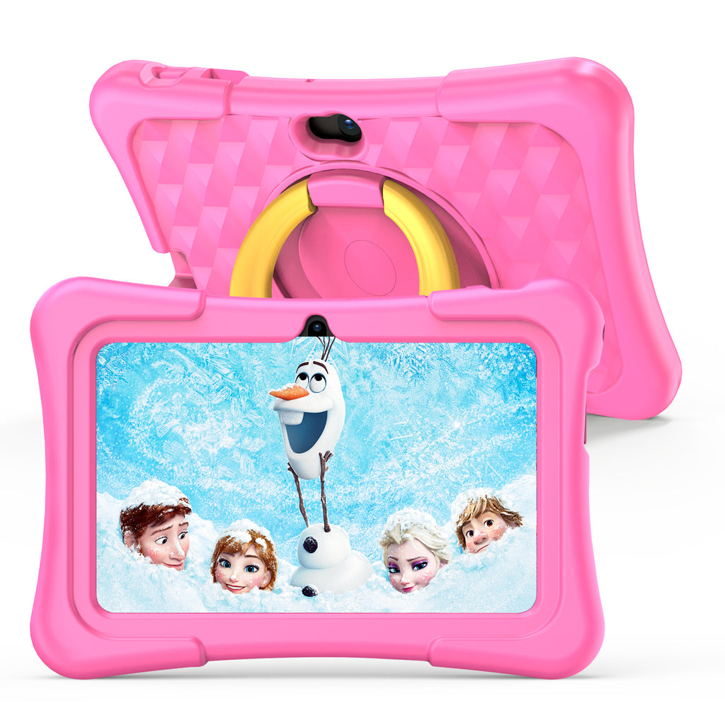 7-inch Children Education Flat With Protective Silicone Cover 360-degree Rotation Handle Bracket