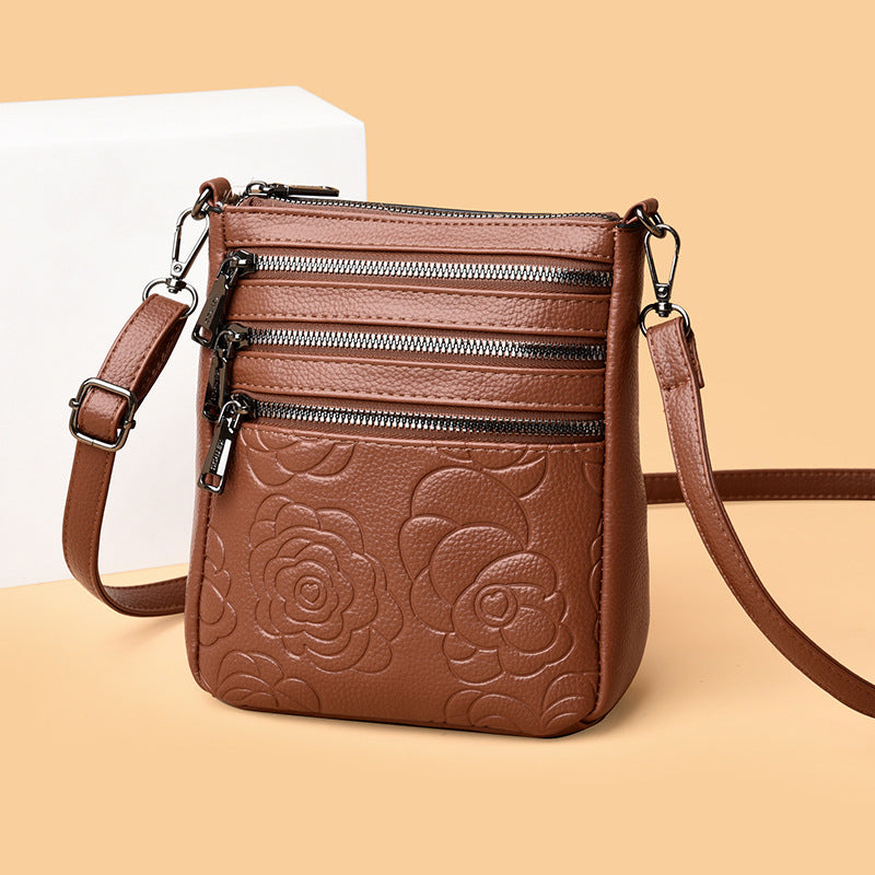 Middle-aged Lady Mother Casual Embossed Shoulder Bag Height