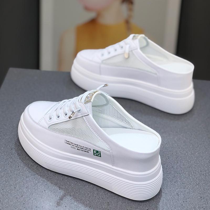 Summer Mesh Surface Platform Heel-free Lazy Stylish And Lightweight White Shoes