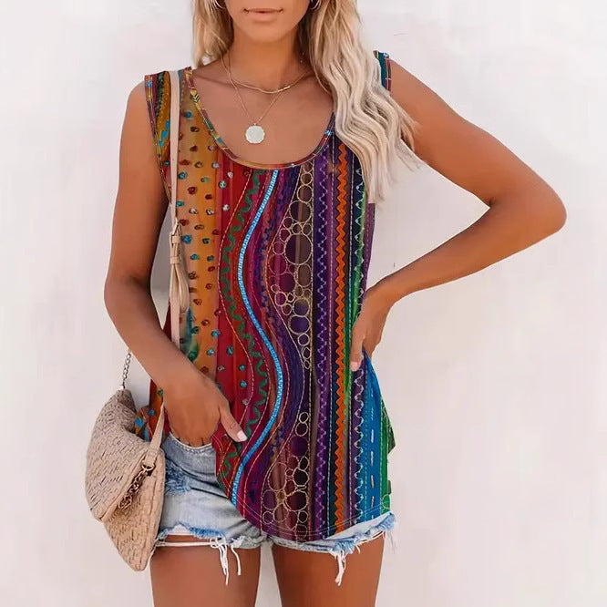 Women's Loose-Fit Digital-Print Tank Top
