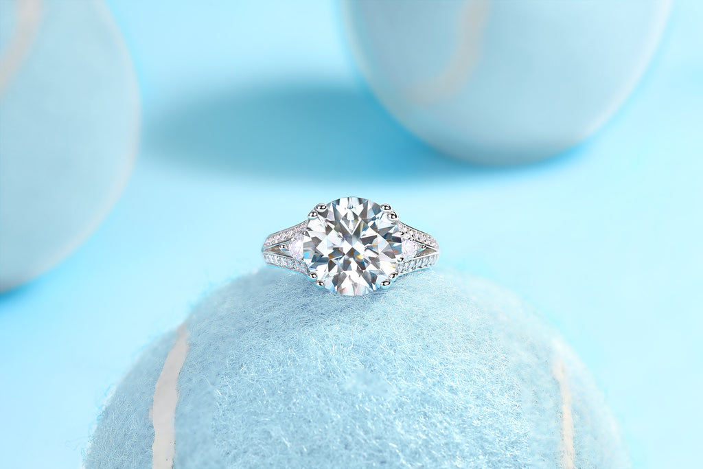 1Elegant Radiance - A Fashionable And Luxurious Jewelry Piece Set With 5-carat Moissanite S925 Sterling Silver And Platinum-plated Diamond Prohibit TikTok sales