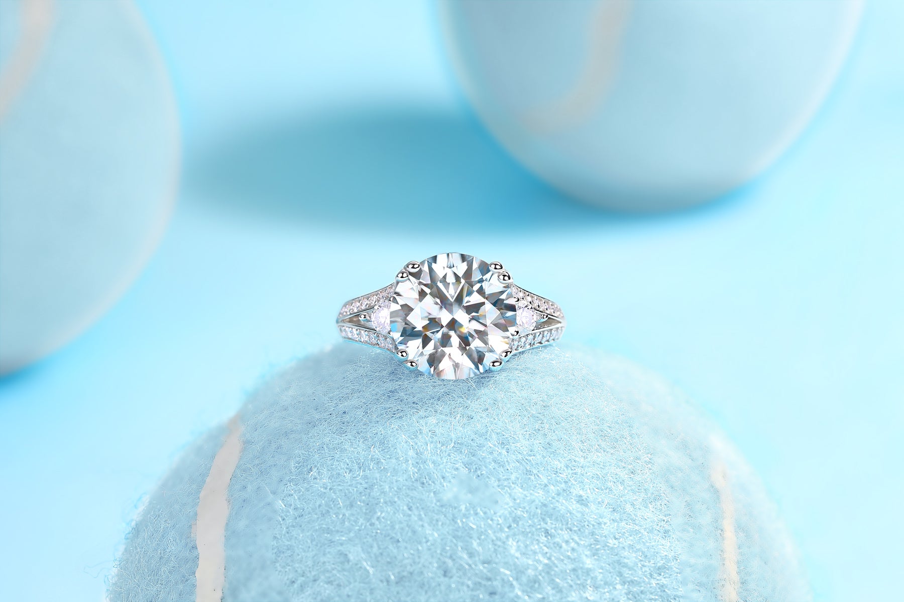 1Elegant Radiance - A Fashionable And Luxurious Jewelry Piece Set With 5-carat Moissanite S925 Sterling Silver And Platinum-plated Diamond Prohibit TikTok sales
