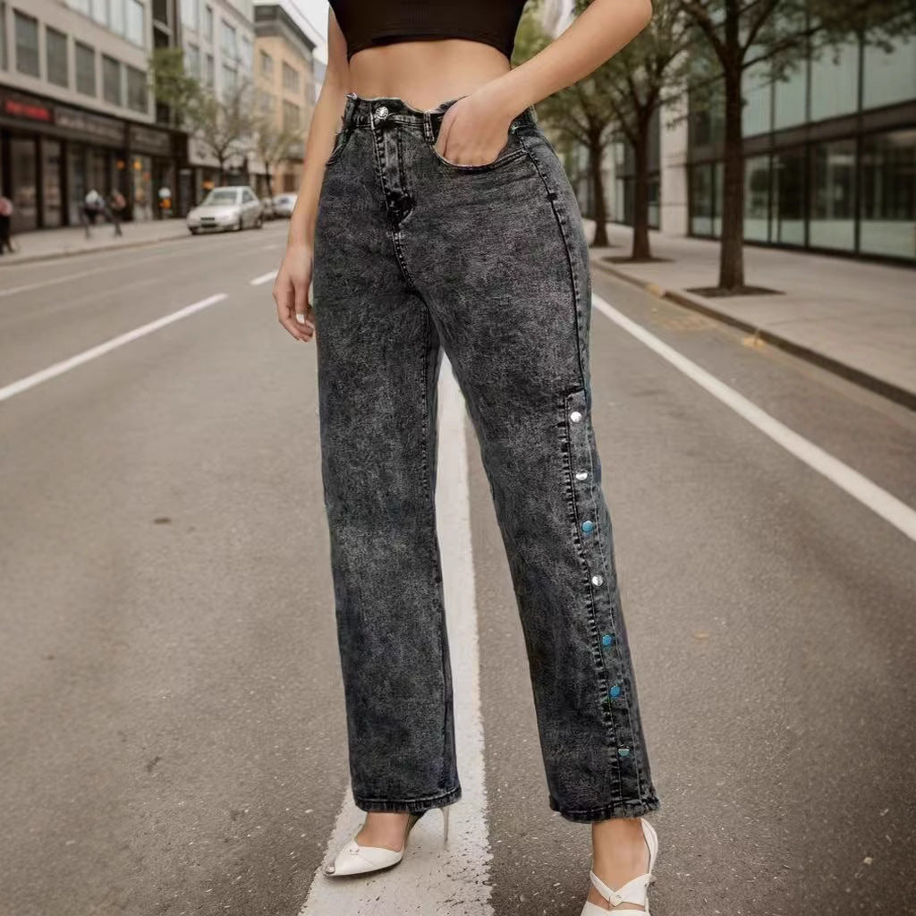 Retro Mid-waist Stretch Flared Jeans For Women