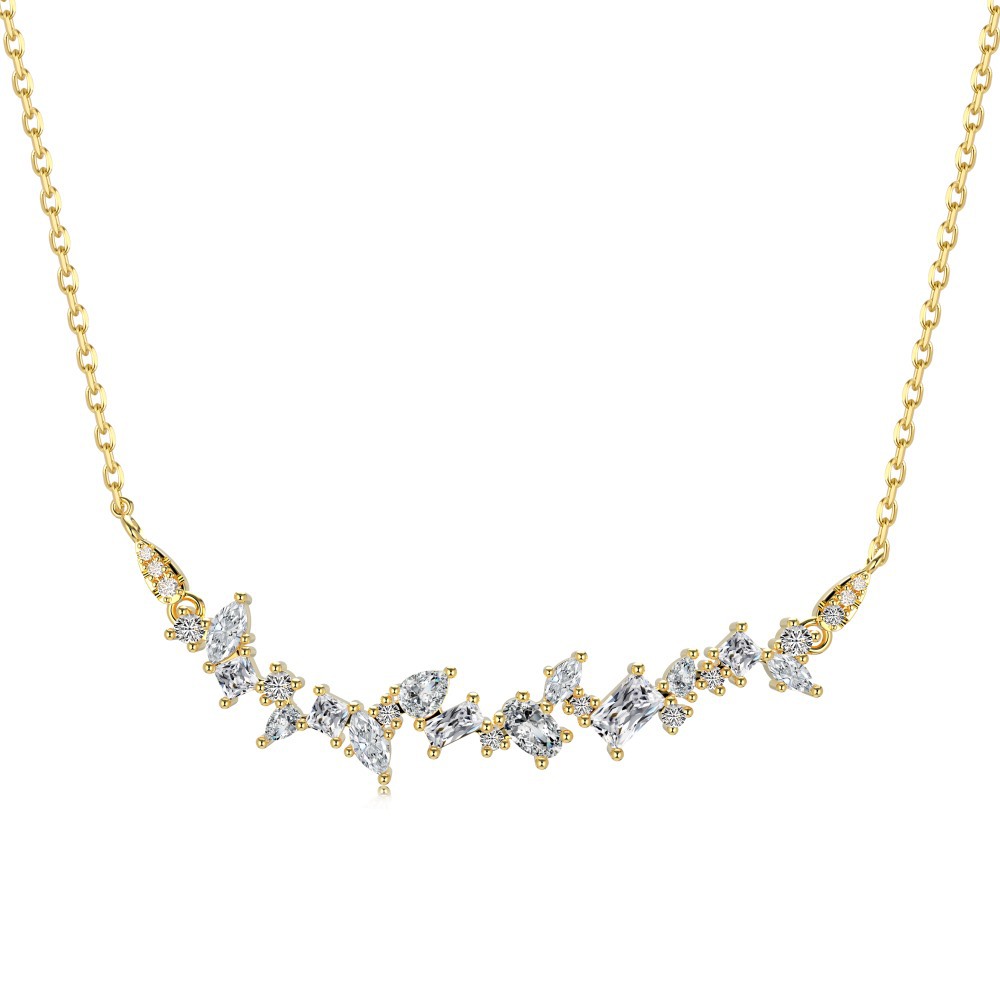 S925 Sterling Silver Necklace Women's Inlaid Zircon Pendant