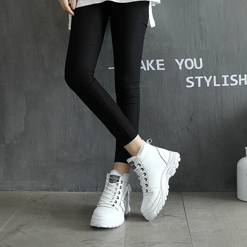 Korean Style Student All-matching Warm High-top Martin Boots