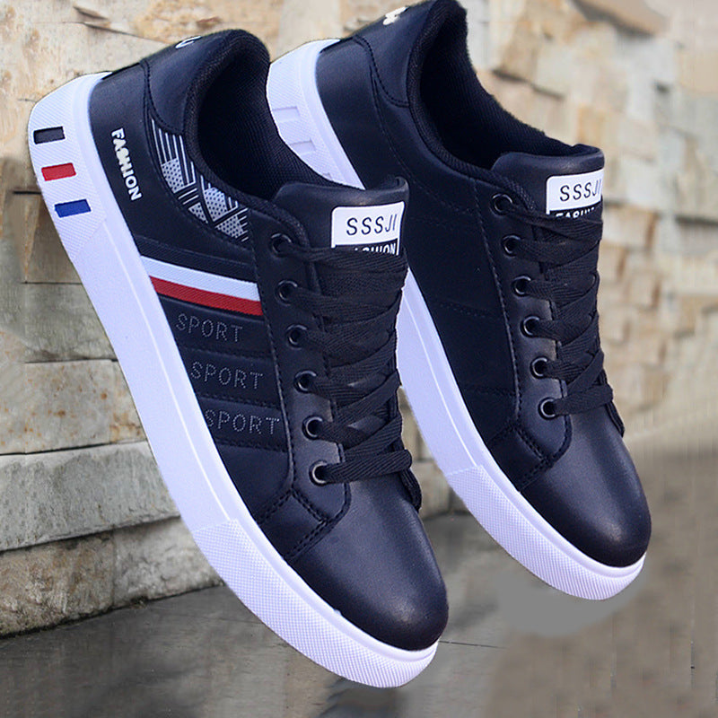 Fashionable Breathable Men's Low-Top Leather Sneakers