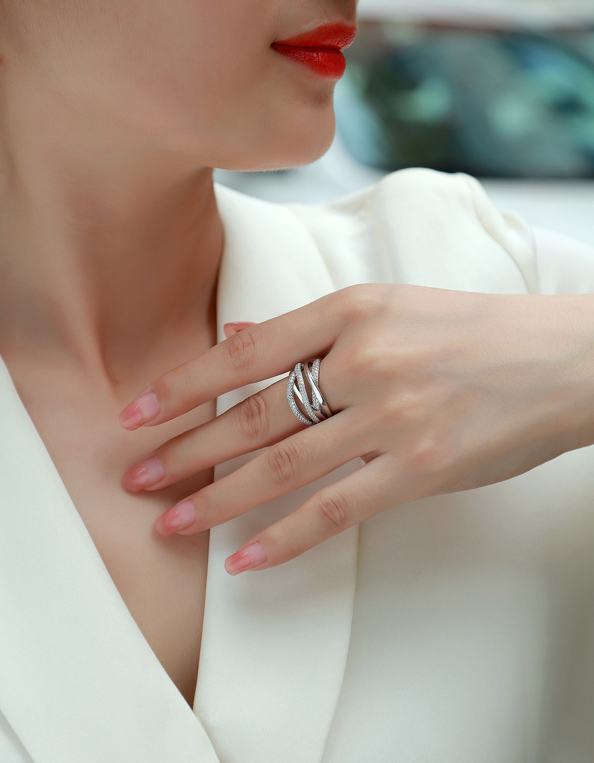 1Brilliant Interweaving - A Fashionable And Luxurious Jewelry Accessory Set With Moissanite S925 Sterling Silver And Platinum-plated Diamond Prohibit TikTok sales