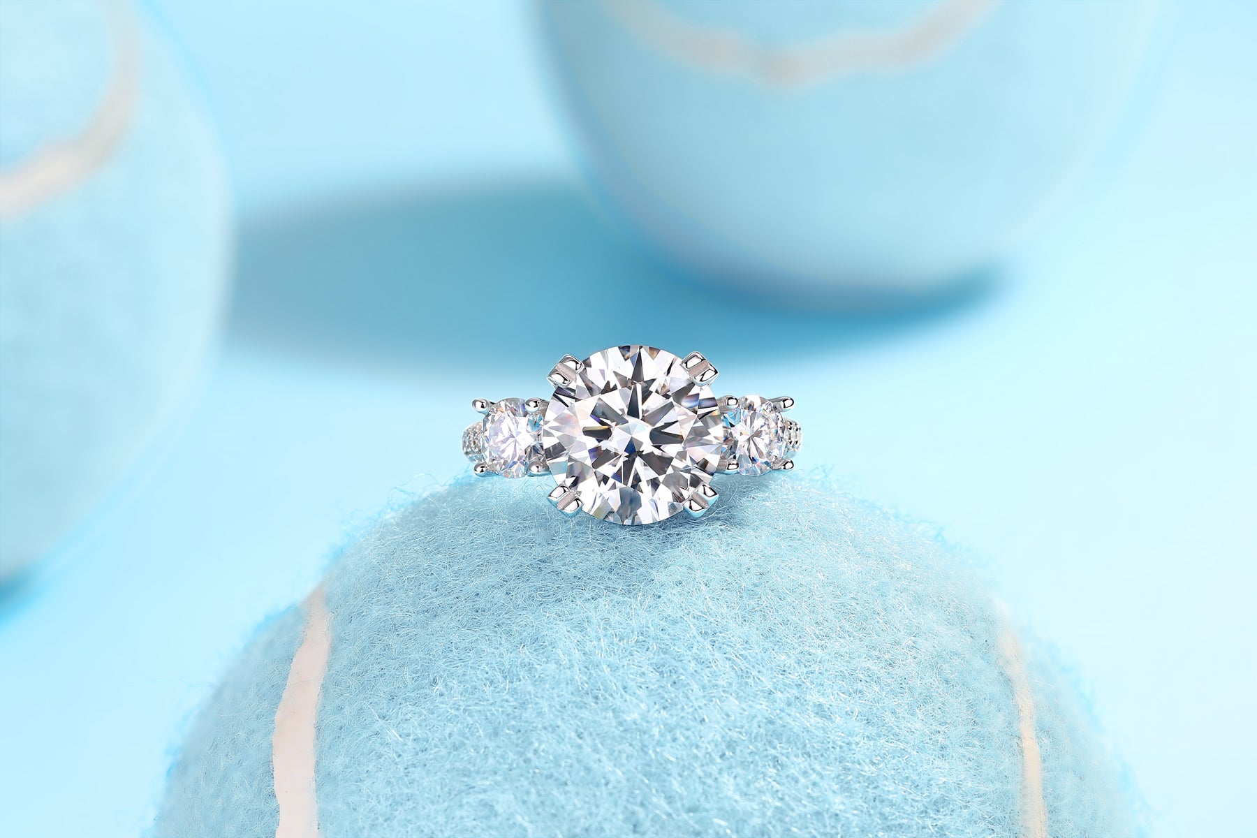1Dazzling Stars - A Fashionable And Luxurious Jewelry Piece Set With 5-carat Moissan Diamond S925 Sterling Silver And Platinum-plated Diamond Prohibit TikTok sales