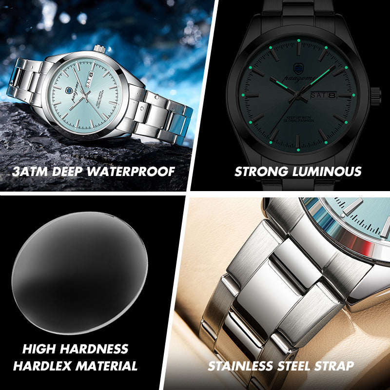 Men's Double Calendar Luminous Quartz Watch