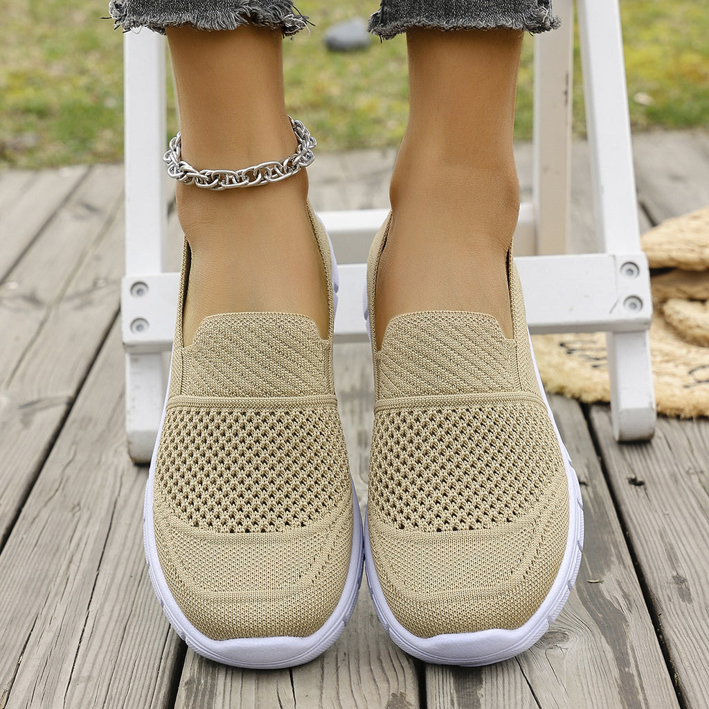 Large Size Mesh Breathable Flat Solid Color Casual Flyknit Pumps