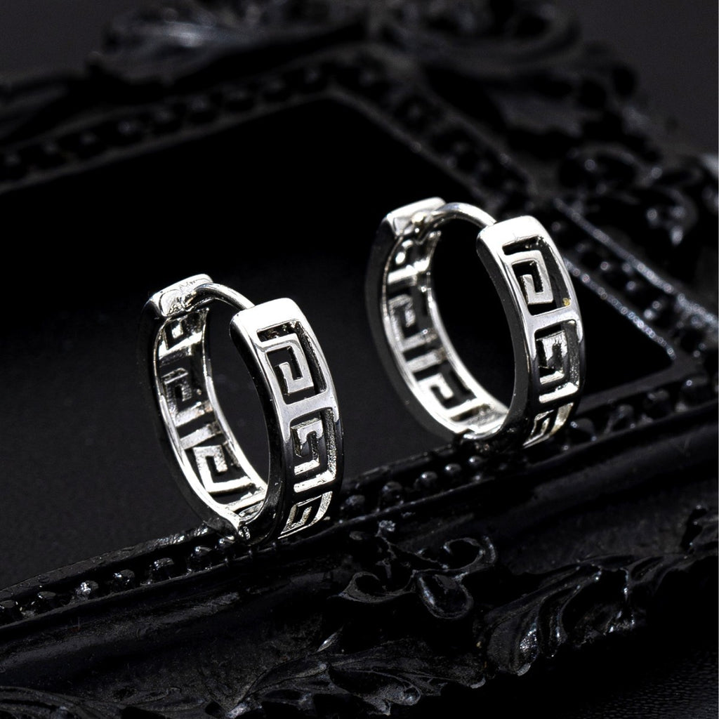 Retro Ethnic Style Earrings Women's Electroplated Gold Tibetan Silver Great Wall Pattern