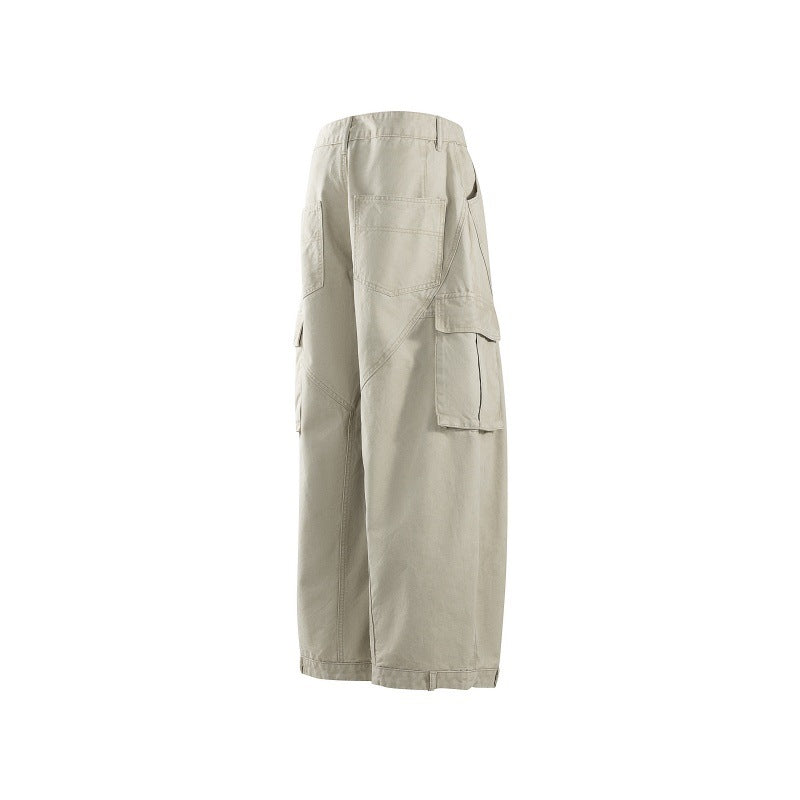 Large Pocket Design Men's And Women's Loose Wide-leg Workwear Trousers