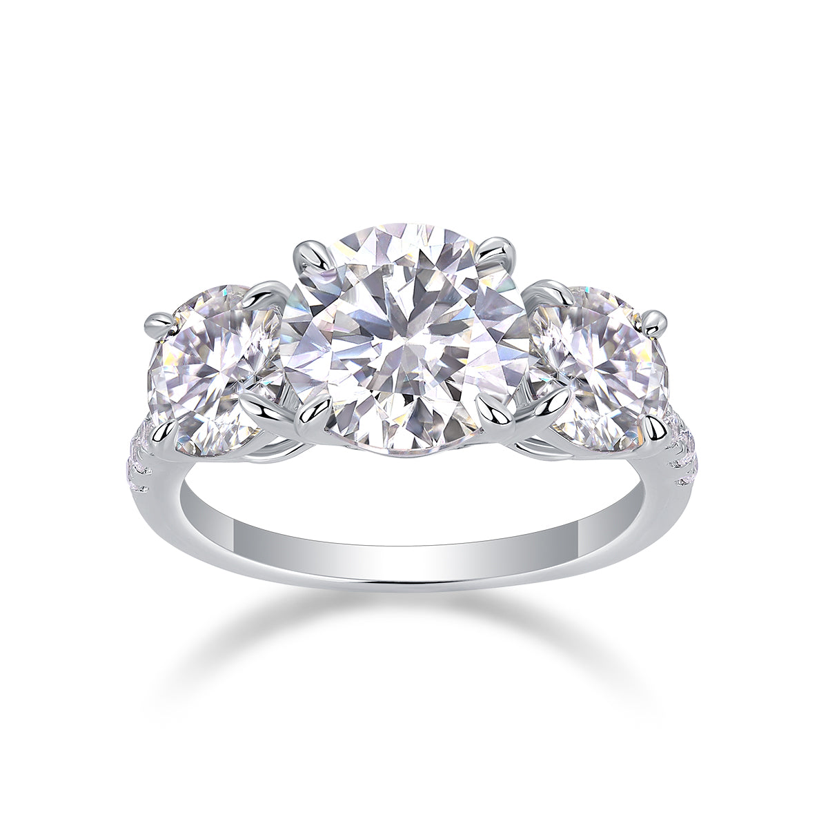 1Three Shining Stars - A Fashionable And Luxurious Jewelry Piece Set With 3-carat Moissanite S925 Sterling Silver And Platinum-plated Diamond Prohibit TikTok sales
