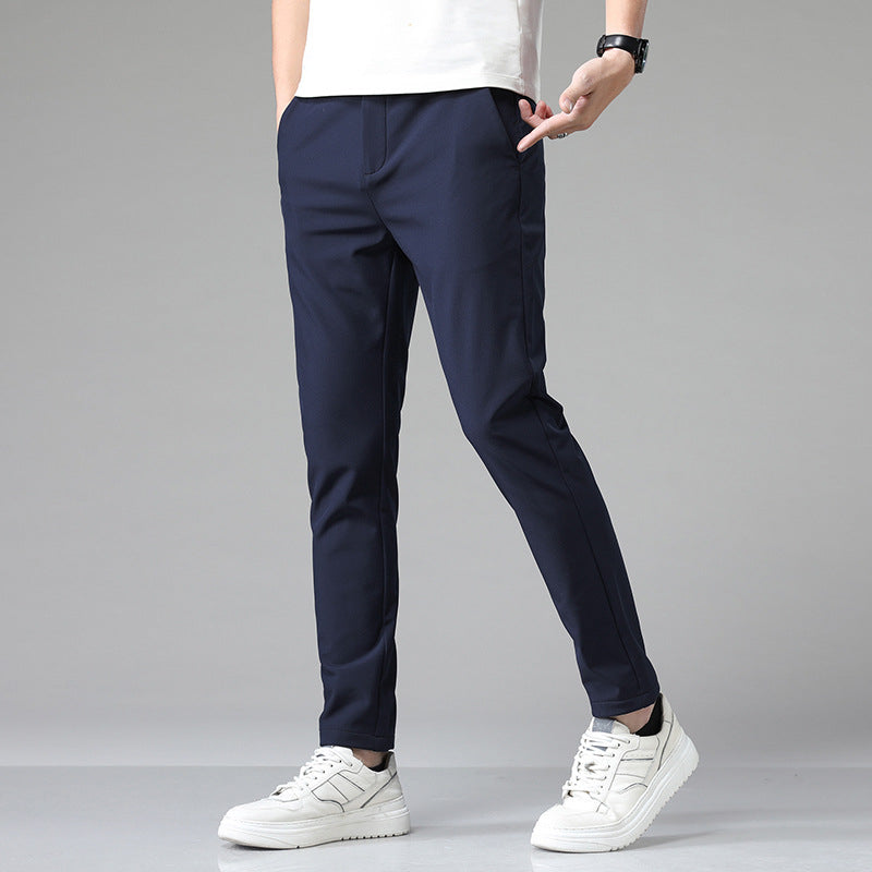 Elastic Waist Ice Silk Casual Pants