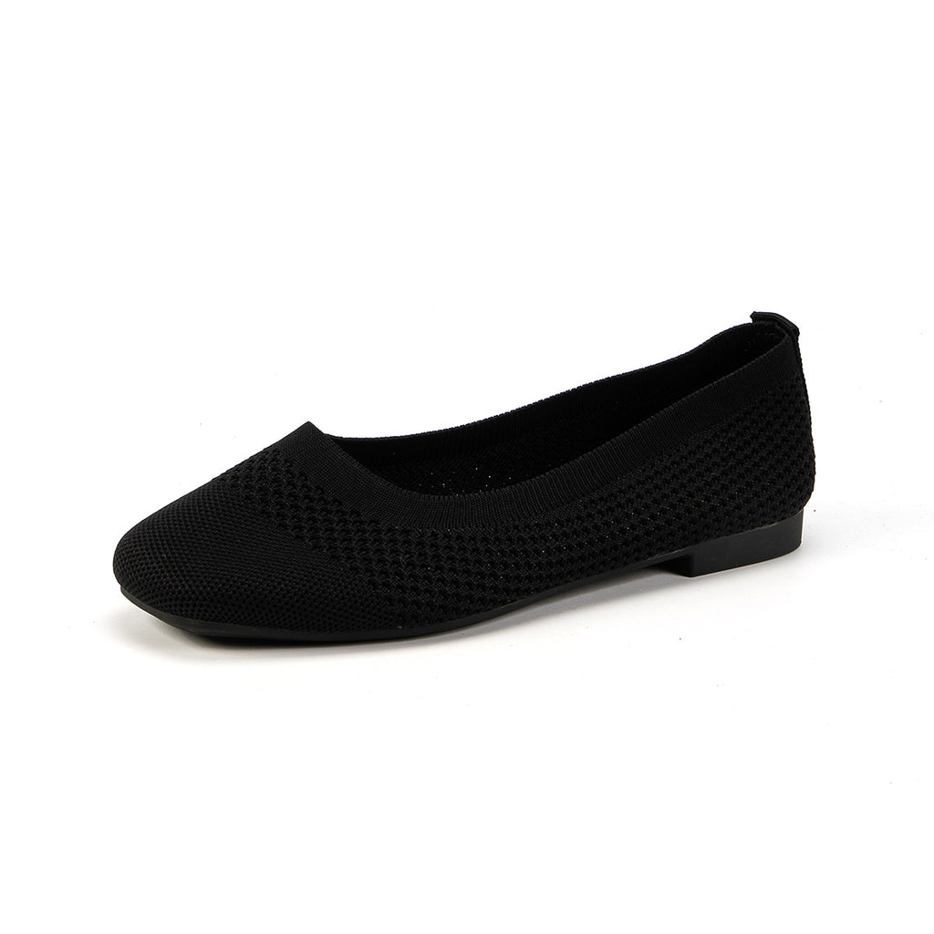 Large Size Flying Woven Women's Shoes Shallow Mouth Mesh Breathable