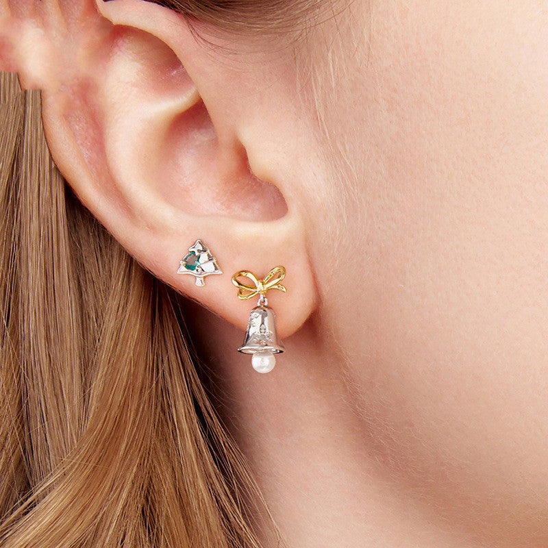 S925 Sterling Silver Christmas Tree Stud Earrings European And American Warm Winter Christmas Stud Earrings