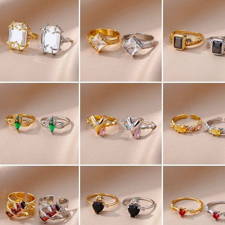 Zircon Niche Fashion, Heart-shaped Ring, Light Luxury Jewelry