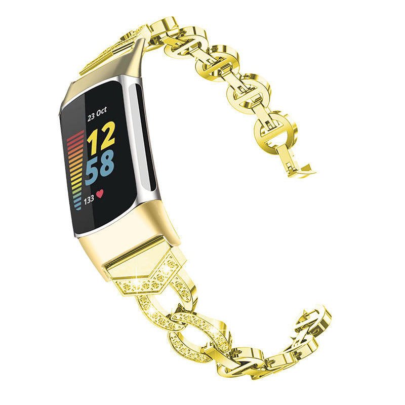 Creative All-match VO Full Diamond Metal Stainless Steel Strap
