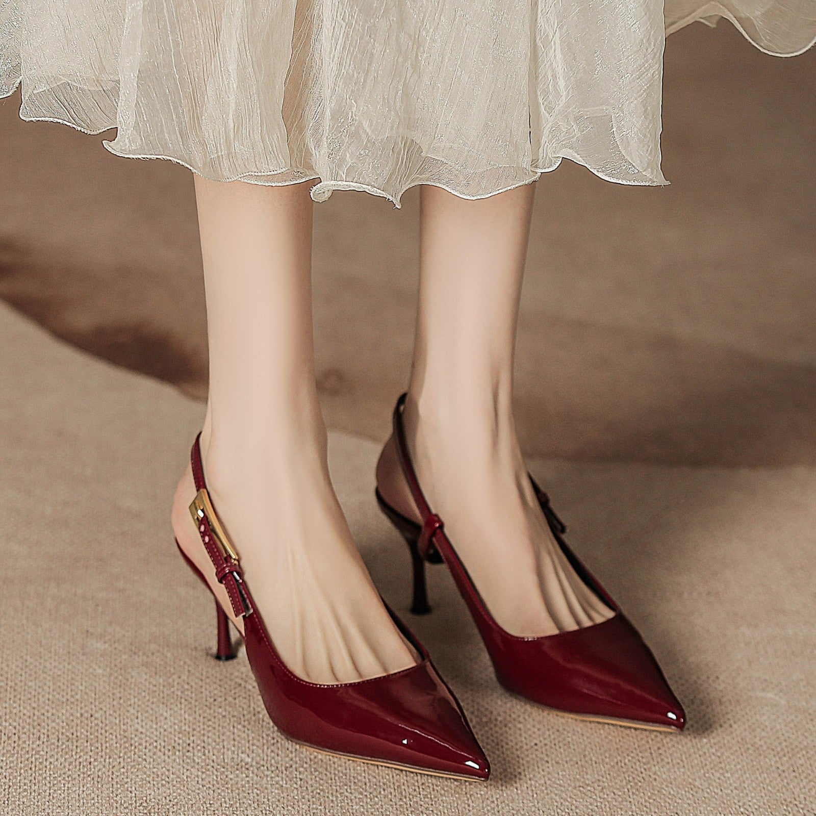 Women's Stiletto Heel Pointed Toe Strap Closed Toe Sandals