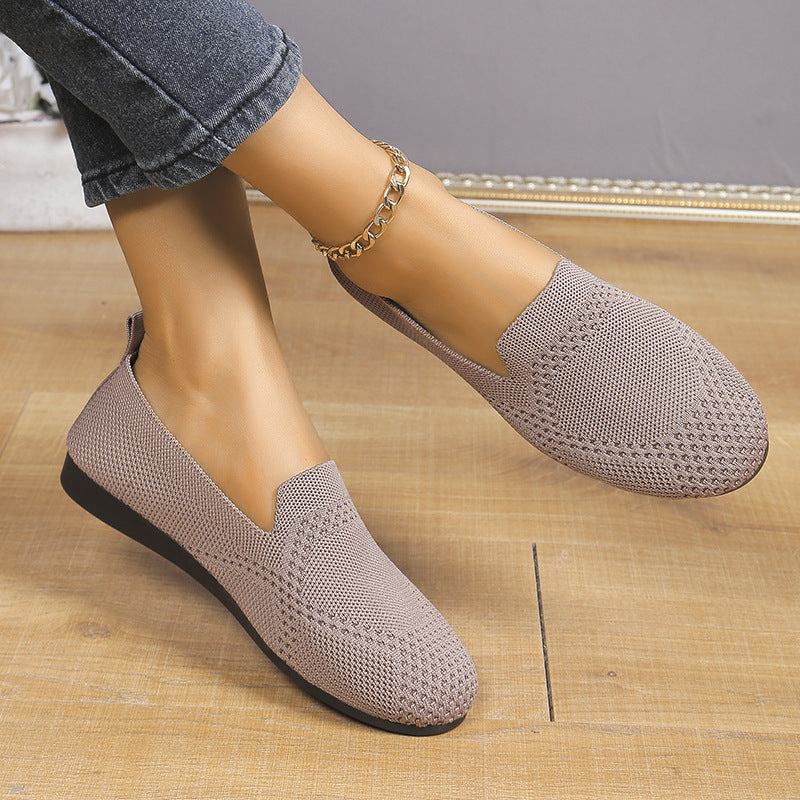 European And American Flat Flying Woven Low-cut Slip-on Hollow Solid Color Lazy Work Shoes