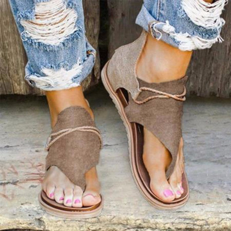 Flat Plus Size Leopard Back Zipper Sandals
