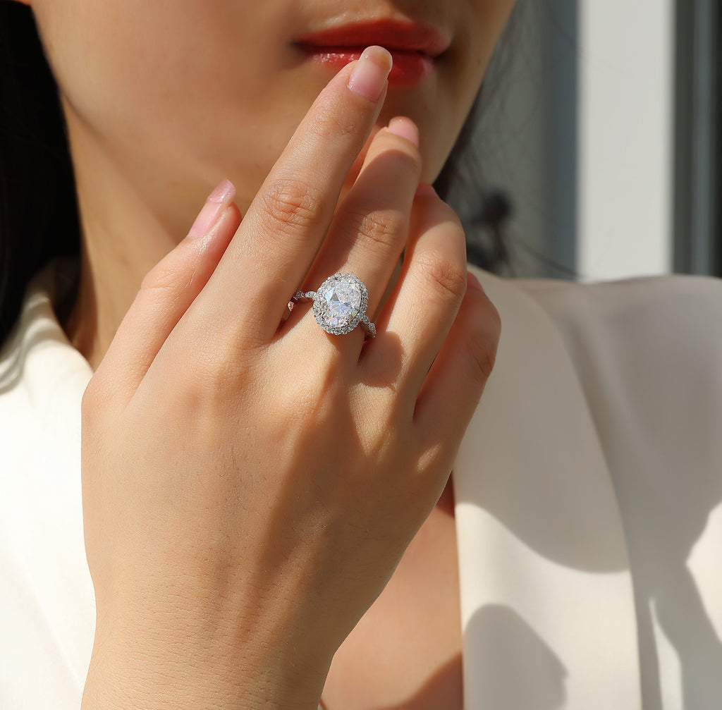 1Bright Moon - A Fashionable Diamond Jewelry Piece Set With Moissanite S925 Sterling Silver And Platinum-plated Diamond Ring Prohibit TikTok sales
