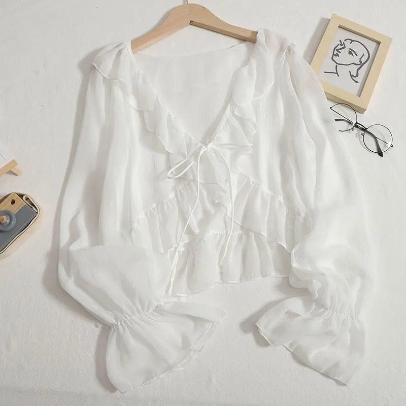 Women's Sun Protective Cardigan - Lightweight Breathable Chiffon Outerwear For Summer Layering