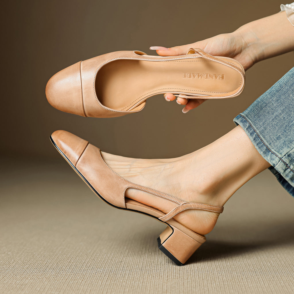 French Retro Back Empty Word With Toe Box Roman Sandals