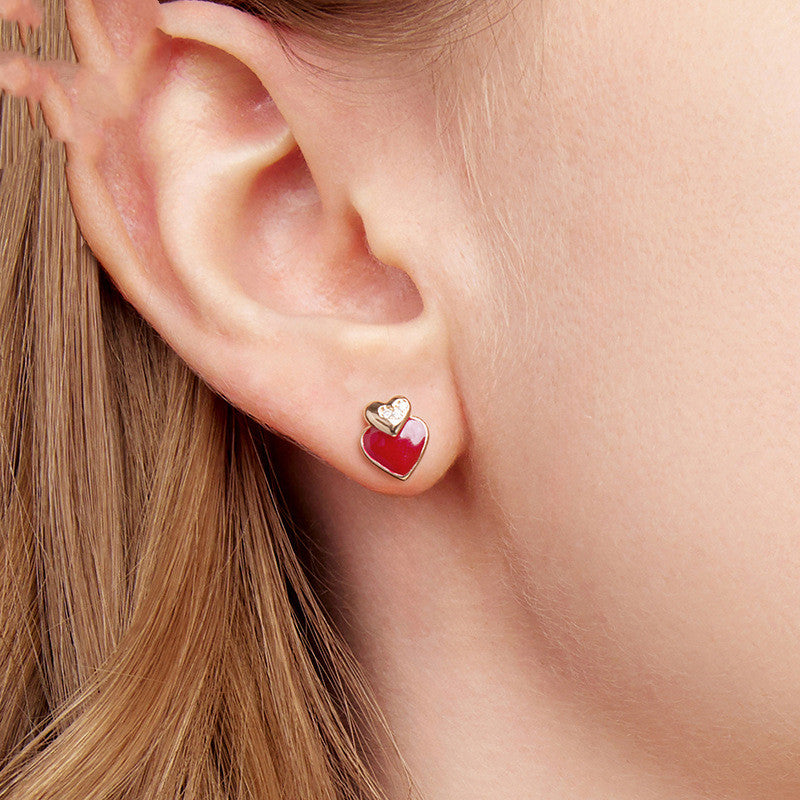 Hong Kong Style S925 Sterling Silver Heart-shaped Stud Earrings