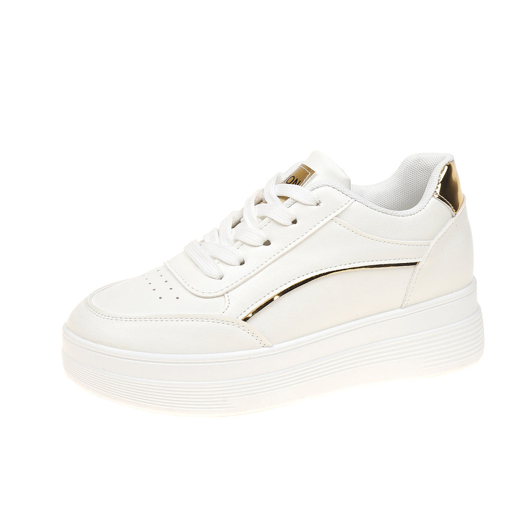 Womens White Chunky-soled Elevating Sneakers
