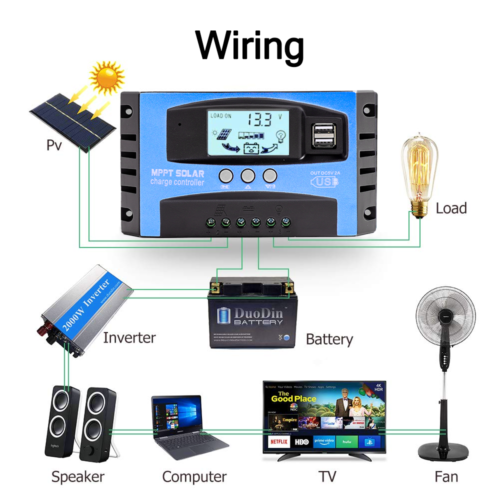 17.5X10X4.5 12V 24V Solar Panel Battery Regulator Charge Controller MPPT Auto Tracking