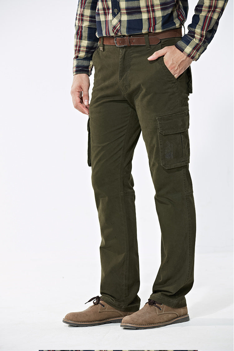 Multi-pocket Trousers Mid-waist Men's Pants Autumn Thickening Outdoor Sports Overalls