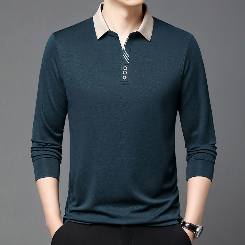 Summer Lapels Short-sleeved T-shirt Men's Skin-friendly Breathable Casual Top