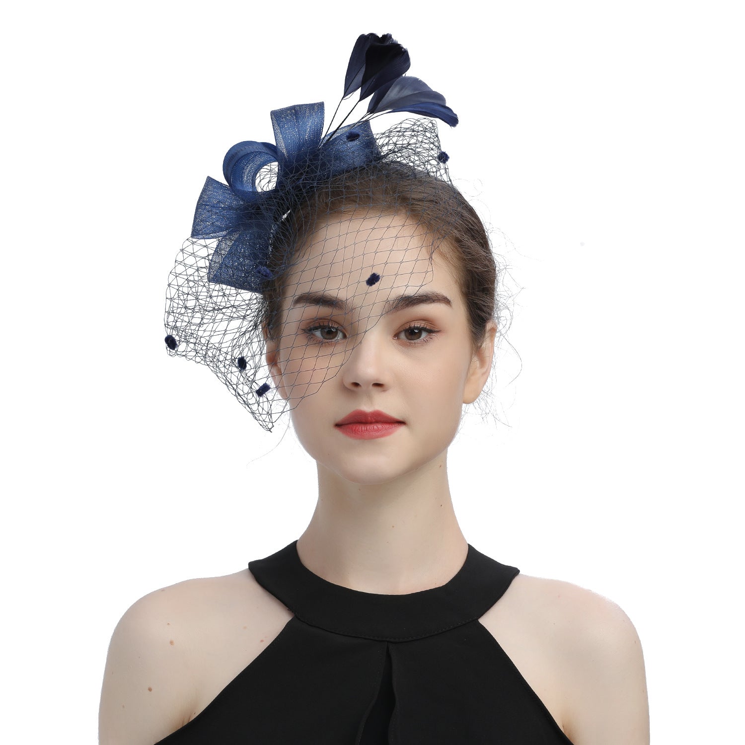 Bride Veil Hair Bow Top Hat Headdress Flower Cover Face Mesh Head