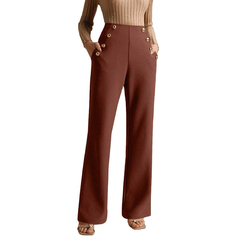 High Waist Flared Air Slimming Draped Pants Women