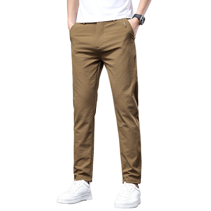 Men's Ice Silk Trendy Slim Straight High-end Business All-match Casual Pants