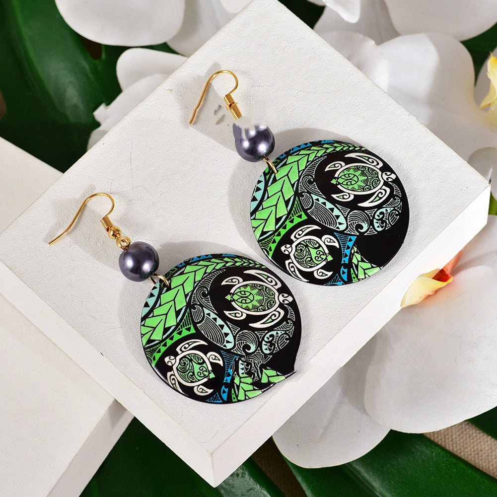 European And American Fashion Bohemian Earrings Acrylic Geometric Round