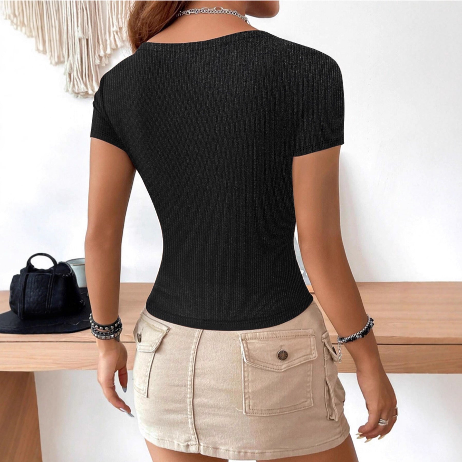 Women's Sexy V-Neck Short-Sleeve Top