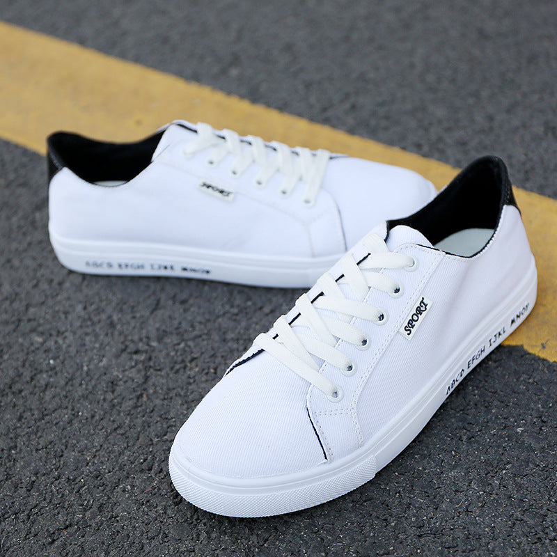 Spring and autumn men's canvas shoes casual shoes men's shoes breathable Korean low tide black and white shoes