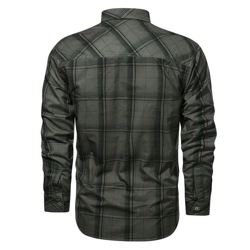 New Men's Spring And Autumn Long-sleeved Striped Shirt