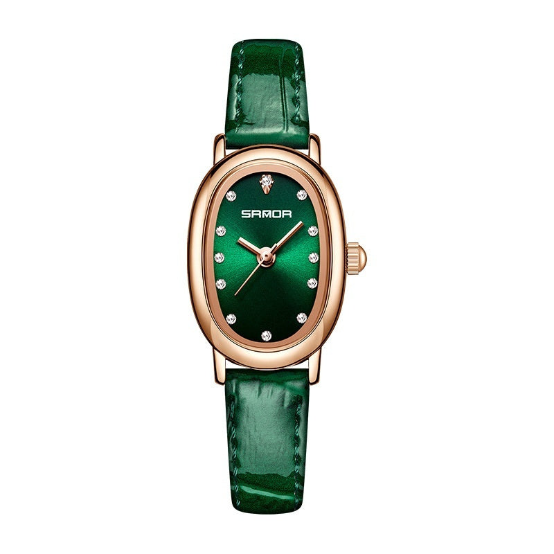 Women's European And American Watch Quartz Leather Steel Belt Waterproof