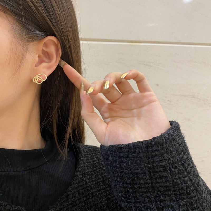 Jewelry S925 Sterling Silver Butterfly Studs Women's Diamond