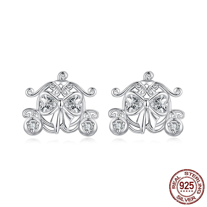 Retro Fairy Tale Pumpkin Car Stud Earrings French Elegant Romantic