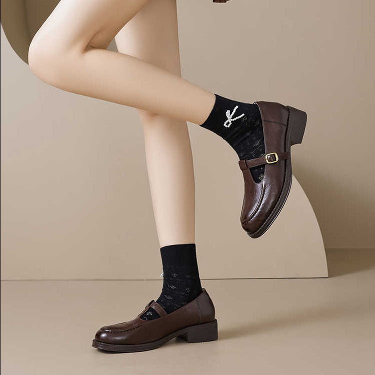 Women's Commuter French Platform Leather Shoes