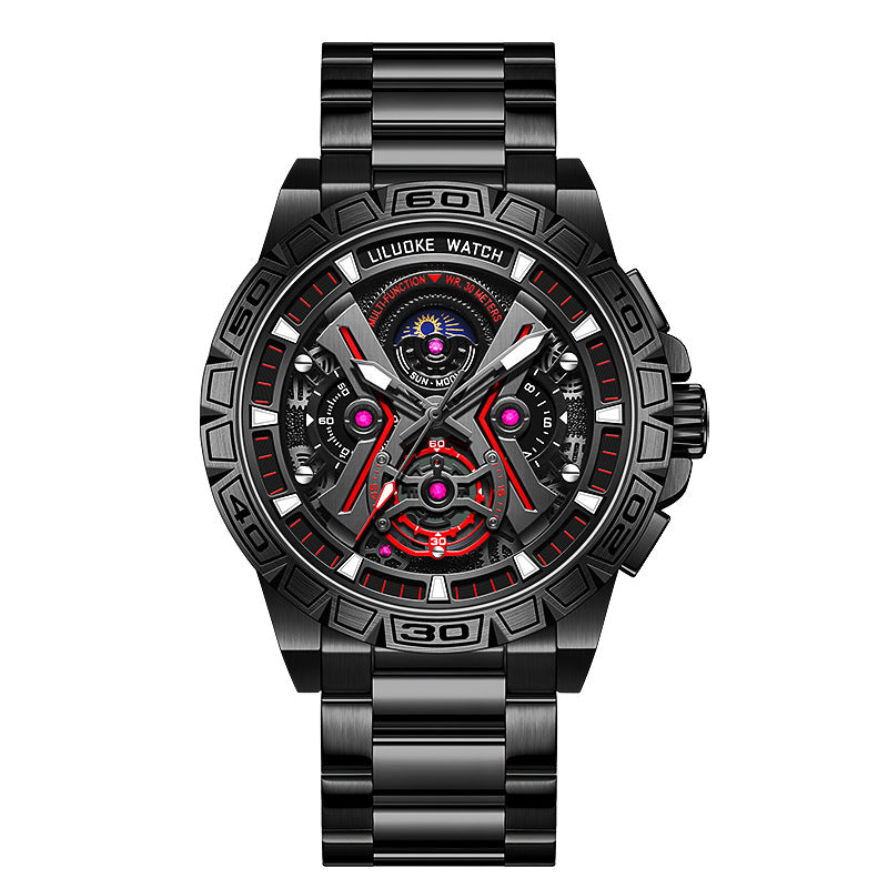 Three-Dimensional Hollow Waterproof Luminous Multifunction Quartz Watch